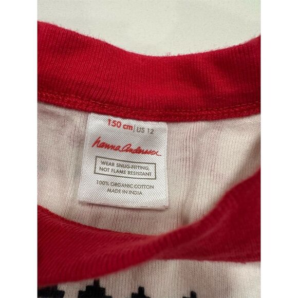 Hanna Andersson Kids Size 12 Red Christmas Pajama Set Reindeer Tree SI59 - Picture 2 of 2